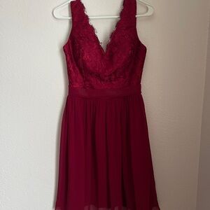 Elegant Lace Burgundy Dress
